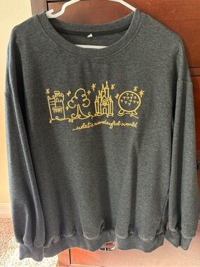 Disney Charcoal Gray Crewneck Sweatshirt with Gold Stitching *WORN TWICE